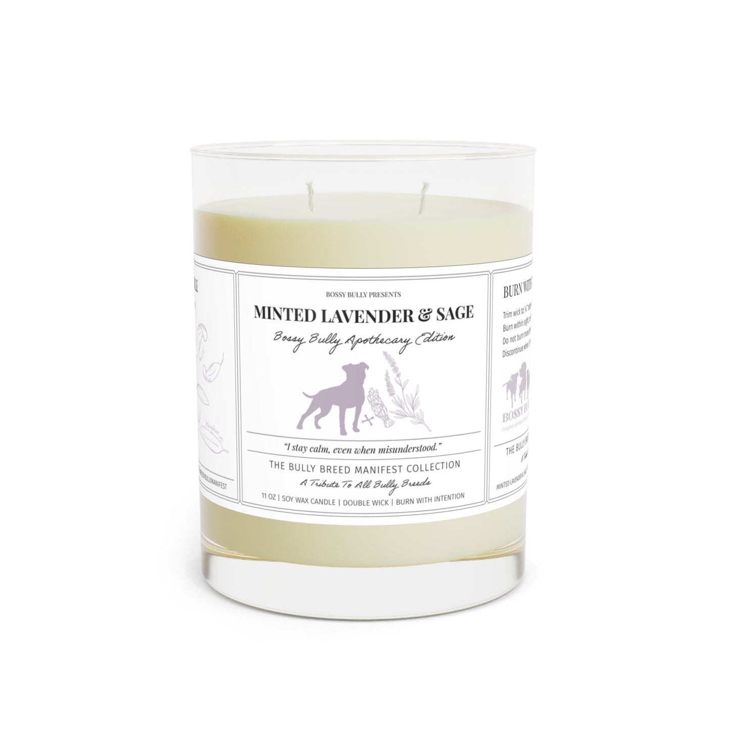 Minted Lavender & Sage Soy Candle | Relaxing Aromatherapy Candle for Dog Lovers