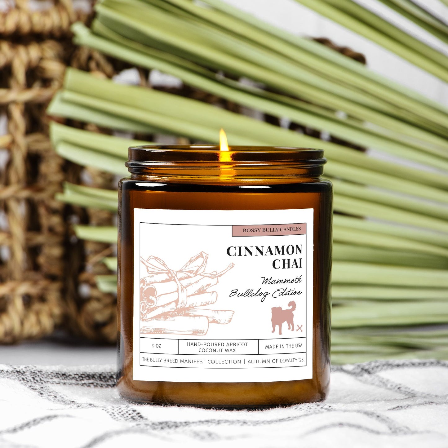 Cinnamon Chai Candle | Mammoth Bulldog Edition | Amber Jar 9oz