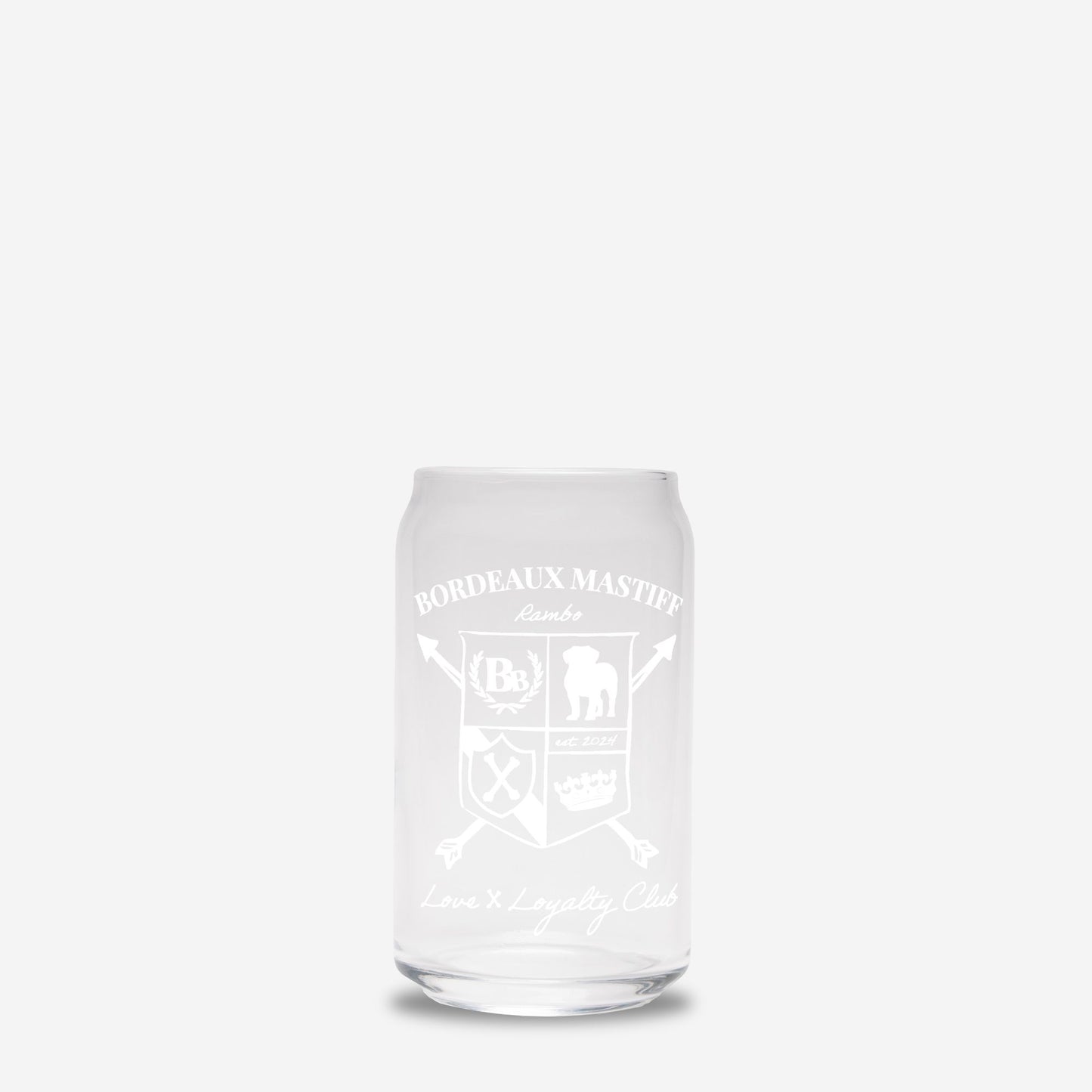 French Mastiff Heritage Crest Glass Can – 16oz