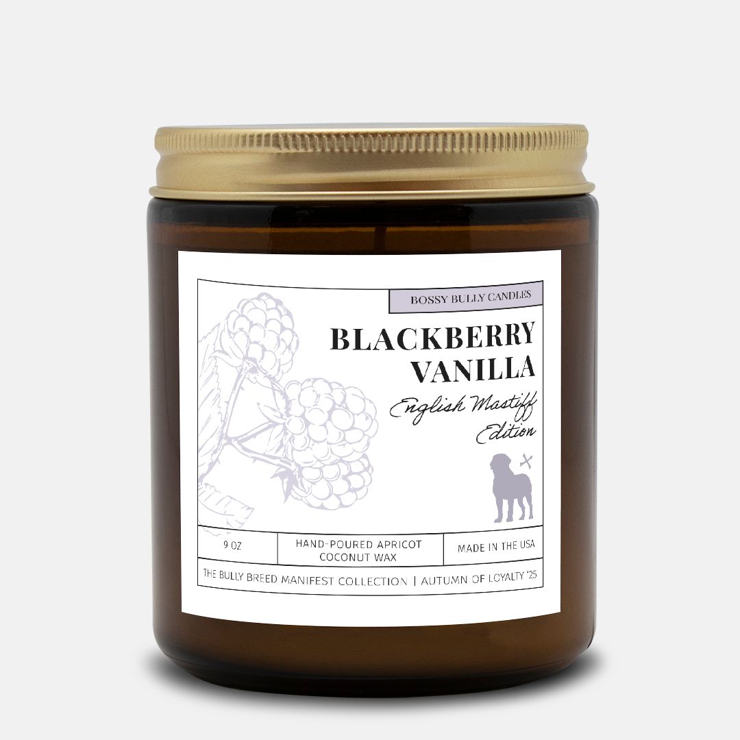 Blackberry Vanilla Candle | English Mastiff Edition | Amber Jar 9oz