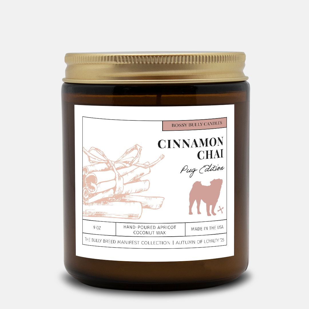 Cinnamon Chai Candle | Pug Edition | Amber Jar 9oz