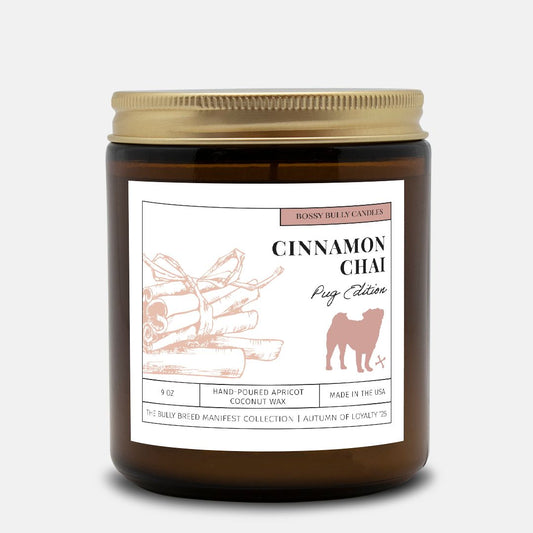 Cinnamon Chai Candle | Pug Edition | Amber Jar 9oz