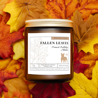 Fallen Leaves Candle | French Bulldog Edition | Amber Jar 9oz