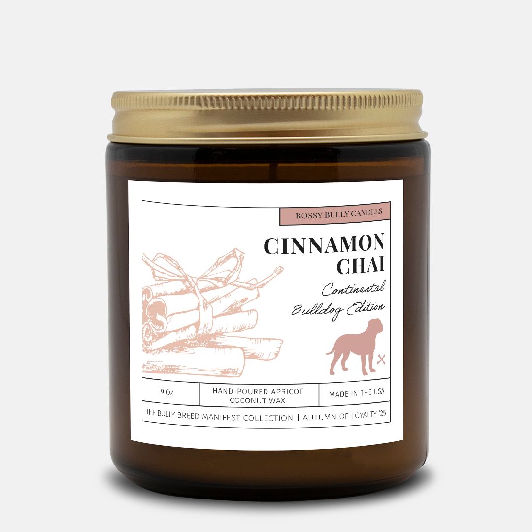 Cinnamon Chai Candle | Continental Bulldog Edition | Amber Jar 9oz