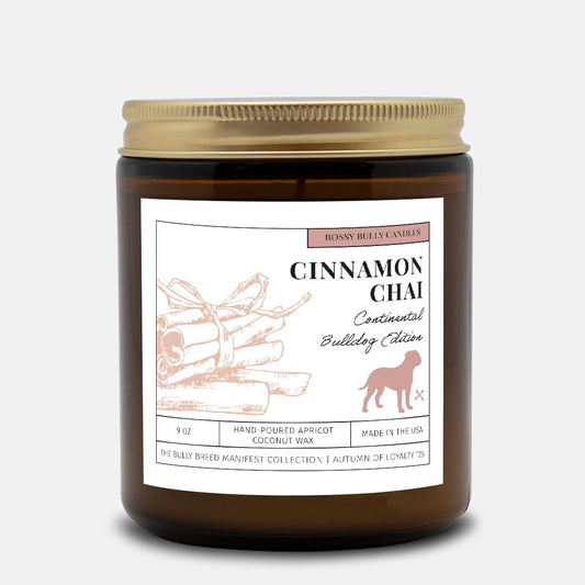 Cinnamon Chai Candle | Continental Bulldog Edition | Amber Jar 9oz