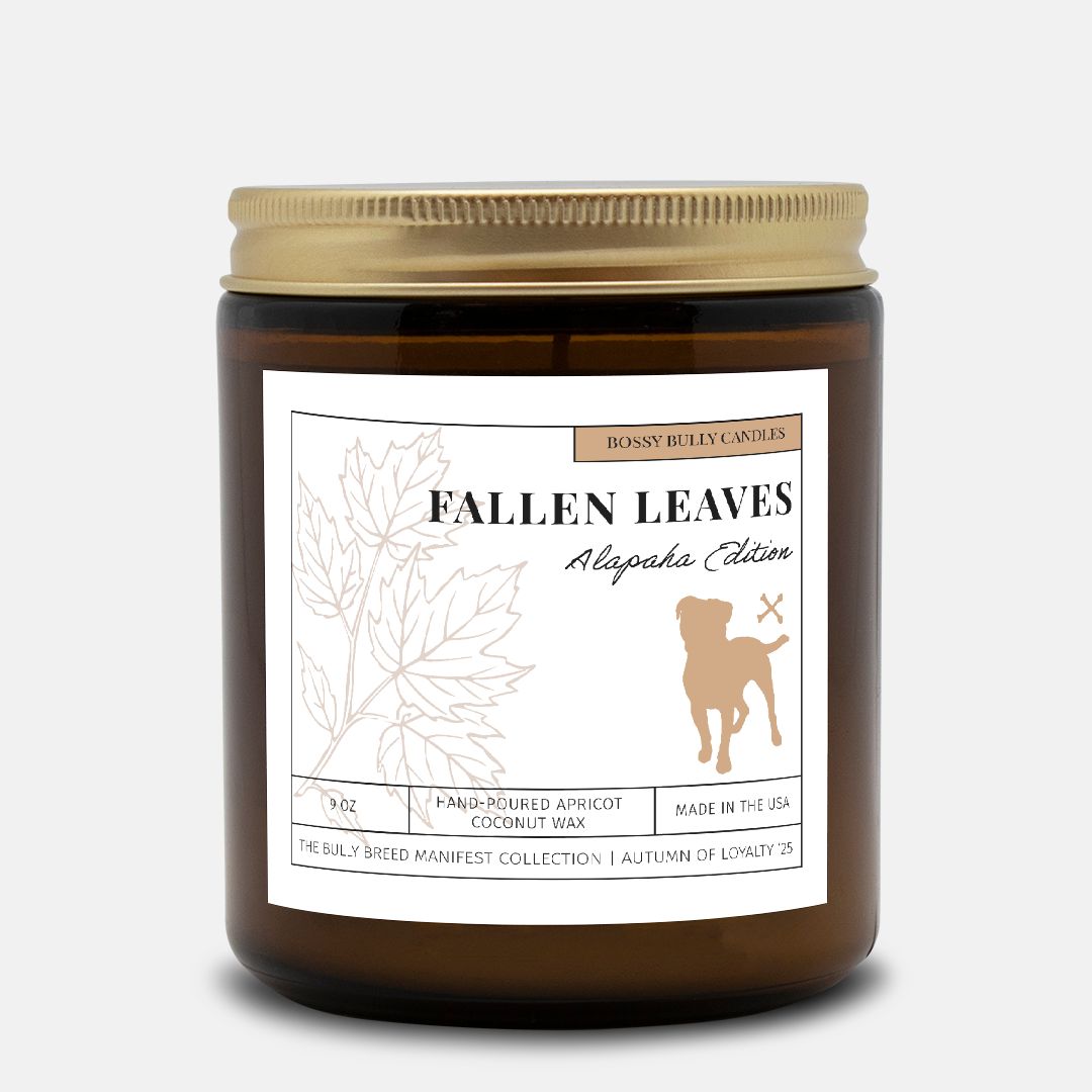 Fallen Leaves Candle | Catahoula Bulldog Edition | Amber Jar 9oz