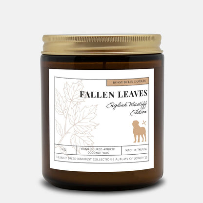 Fallen Leaves Candle | English Mastiff Edition | Amber Jar 9oz