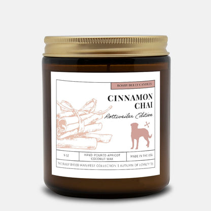 Cinnamon Chai Candle | Rottweiler Edition | Amber Jar 9oz