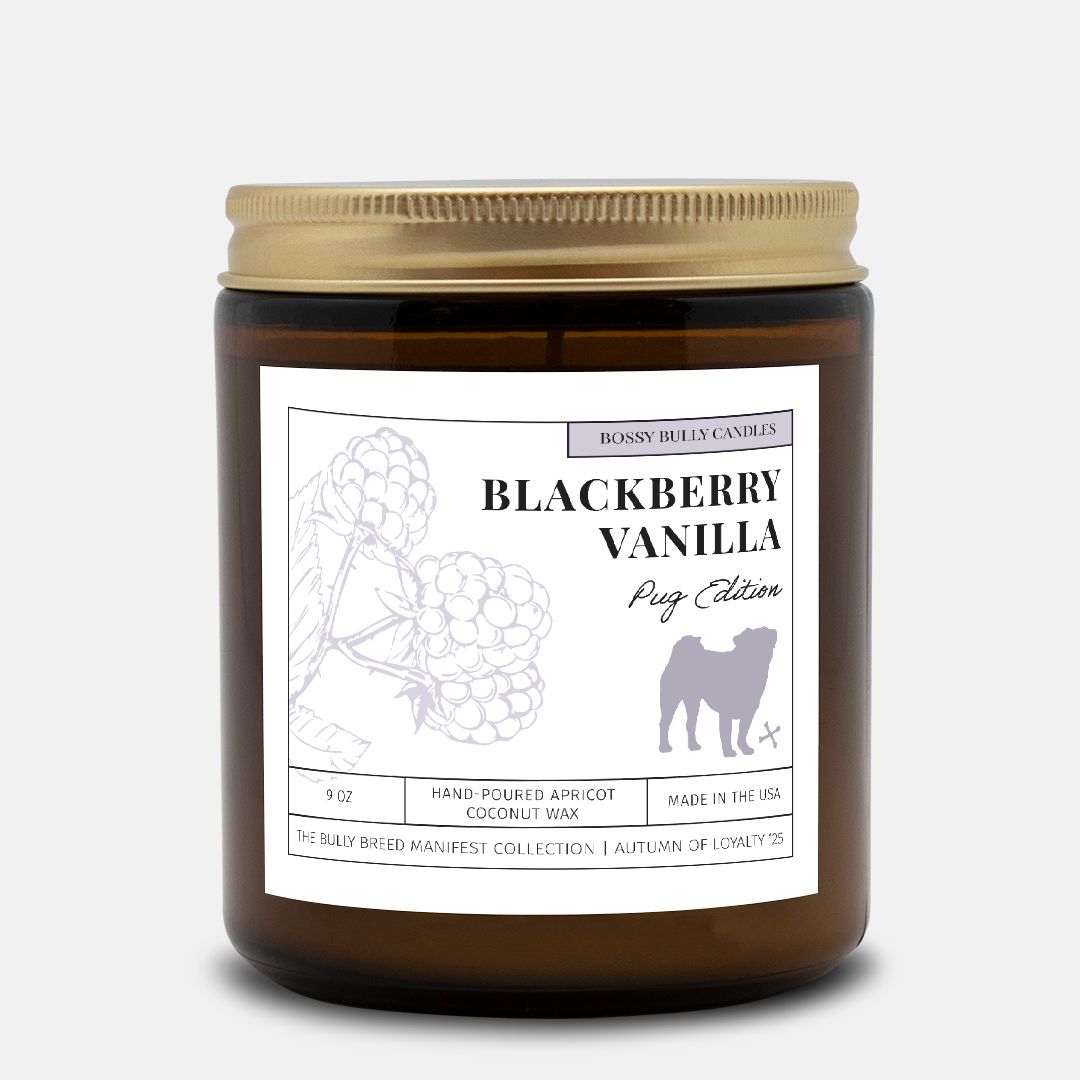 Blackberry Vanilla Candle | Pug Edition | Amber Jar 9oz