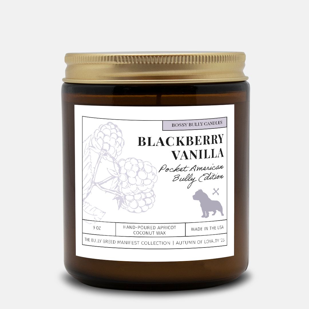 Blackberry Vanilla Candle | Pocket American Bully Edition | Amber Jar 9oz