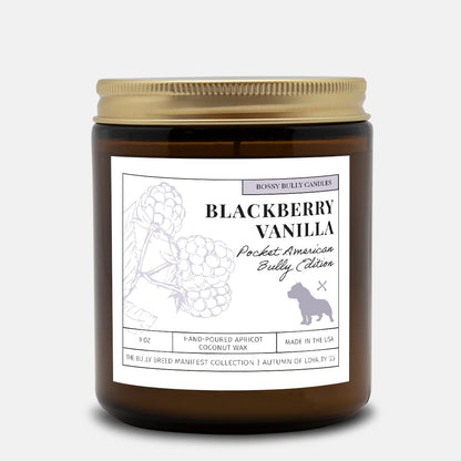 Blackberry Vanilla Candle | Pocket American Bully Edition | Amber Jar 9oz