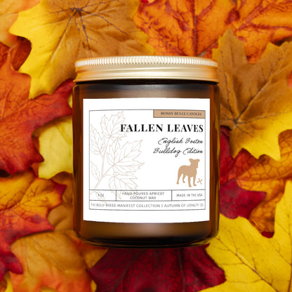 Fallen Leaves Candle | English Boston-Bulldog Edition | Amber Jar 9oz