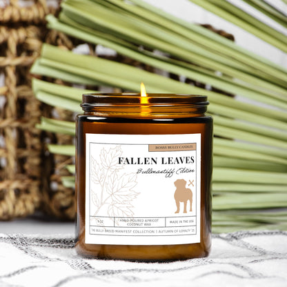 Fallen Leaves Candle | Bullmastiff Edition | Amber Jar 9oz