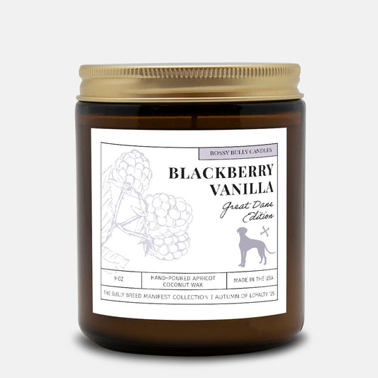 Blackberry Vanilla Candle | Great Dane Edition | Amber Jar 9oz