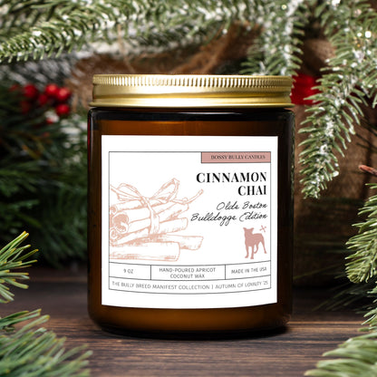 Cinnamon Chai Candle | Olde Boston Bulldogge Edition | Amber Jar 9oz