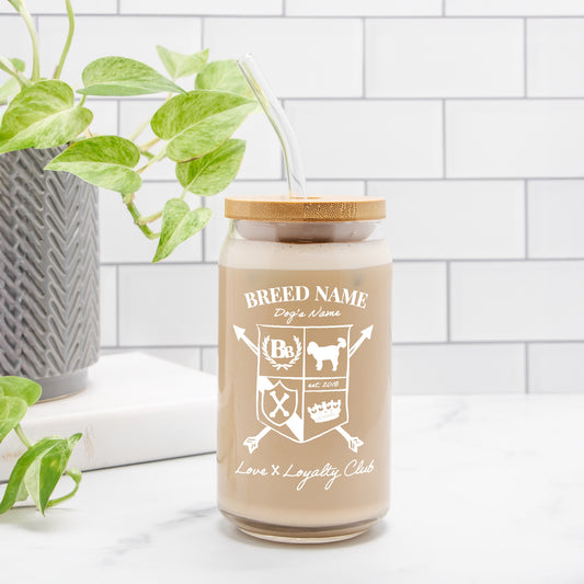 Custom Heritage Crest Glass Can – 16oz | Limited Release for Any Breed