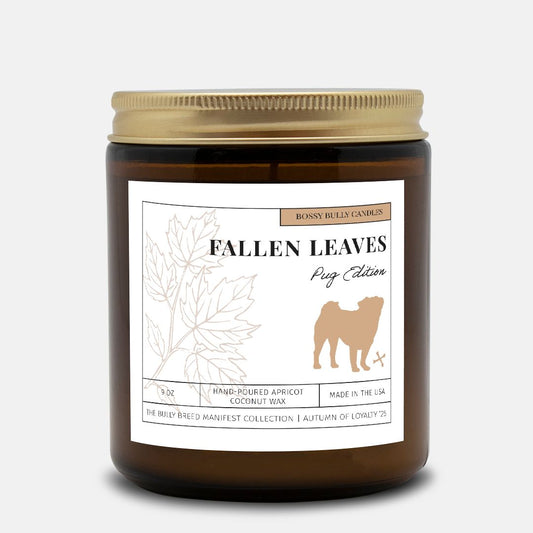Fallen Leaves Candle | Pug Edition | Amber Jar 9oz