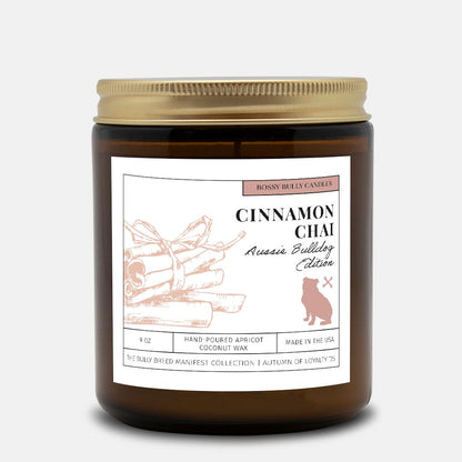 Cinnamon Chai Candle | Australian Bulldog Edition | Amber Jar 9oz