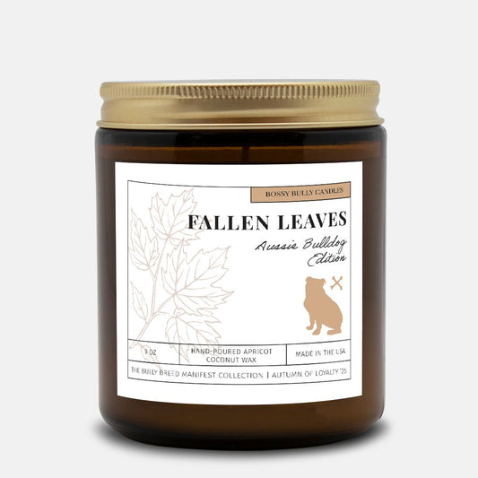 Fallen Leaves Candle | Australian Bulldog Edition | Amber Jar 9oz