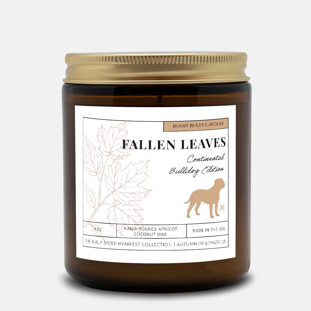 Fallen Leaves Candle | Continental Bulldog Edition | Amber Jar 9oz