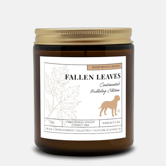 Fallen Leaves Candle | Continental Bulldog Edition | Amber Jar 9oz