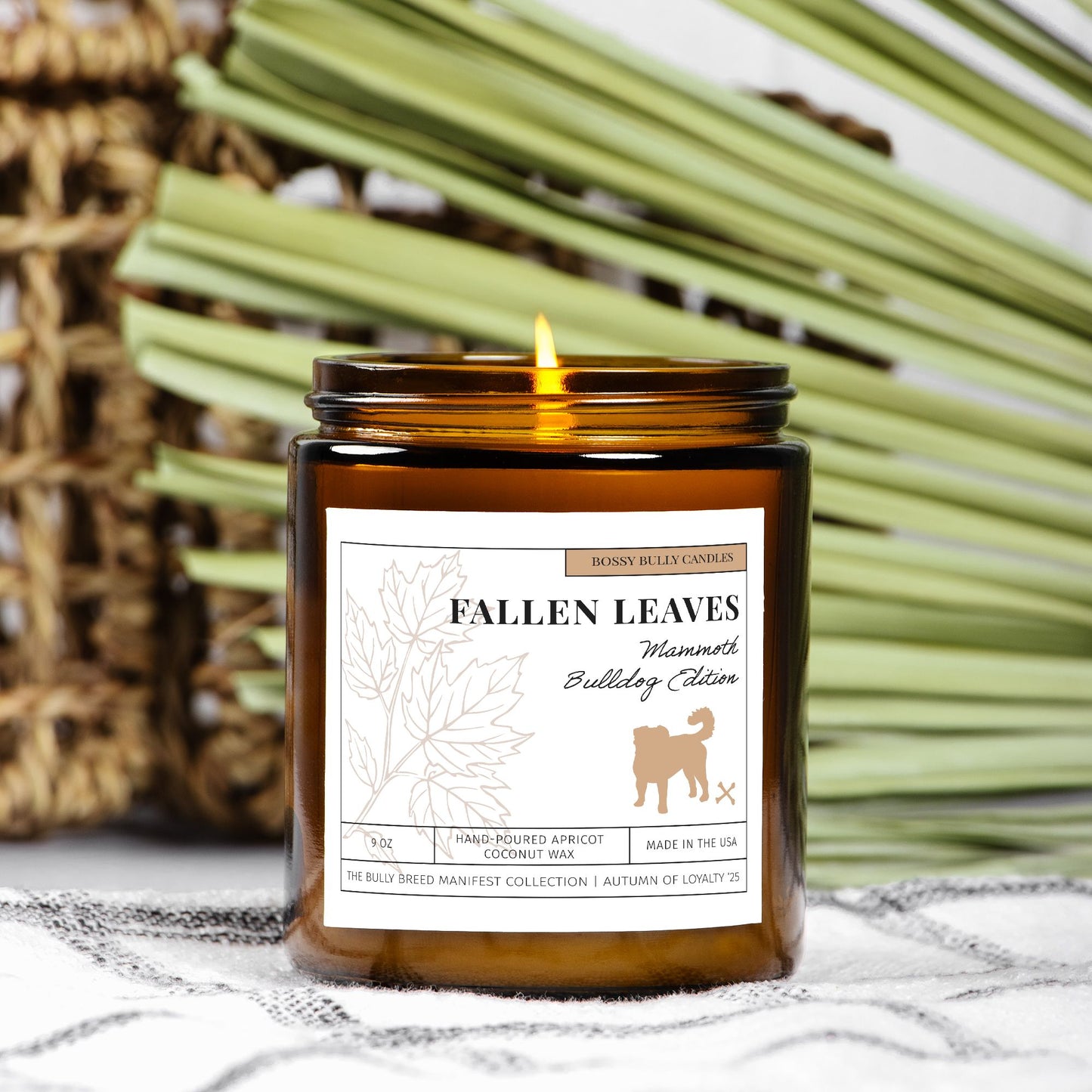Fallen Leaves Candle | Mammoth Bulldog Edition | Amber Jar 9oz