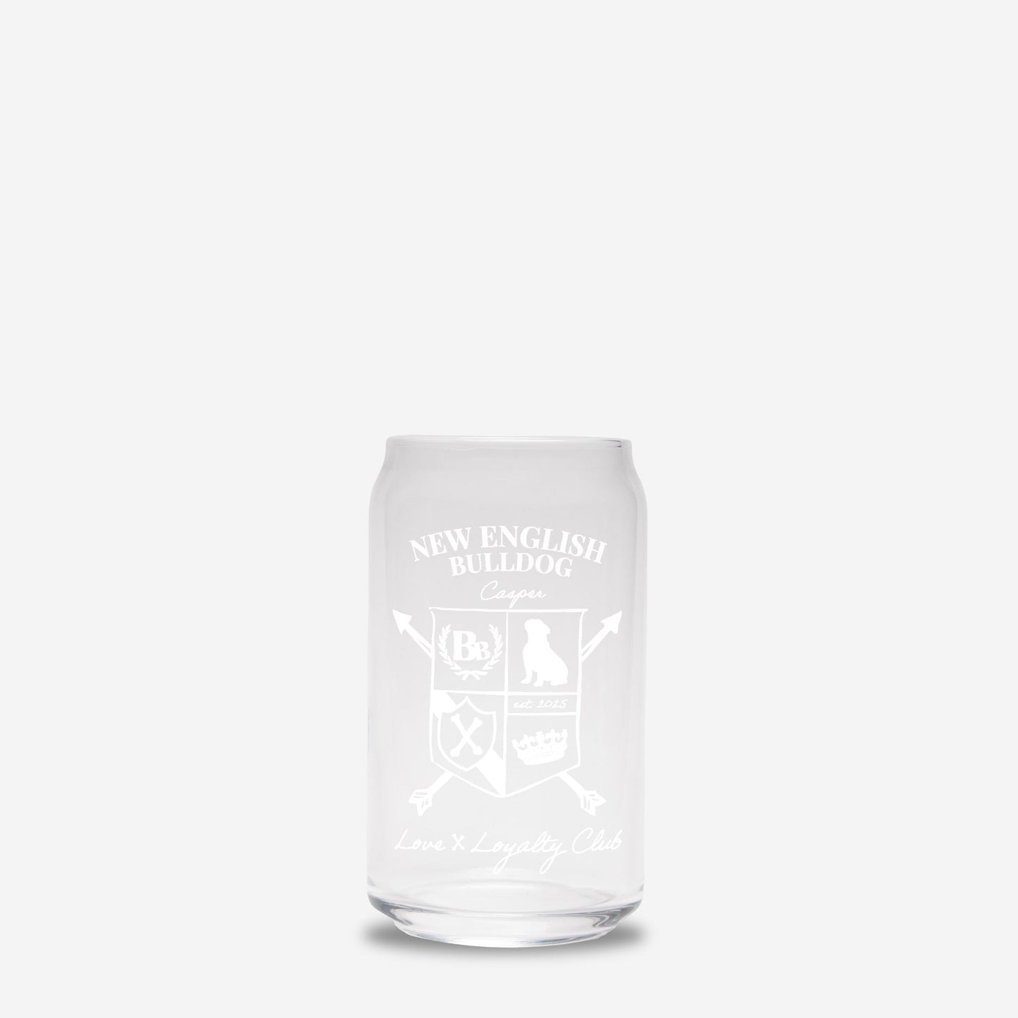 New English Bulldog Heritage Crest Glass Can – 16oz