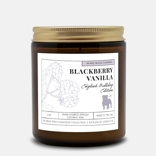 Blackberry Vanilla Candle | English Bulldog Edition | Amber Jar 9oz
