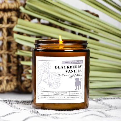 Blackberry Vanilla Candle | Bullmastiff Edition | Amber Jar 9oz