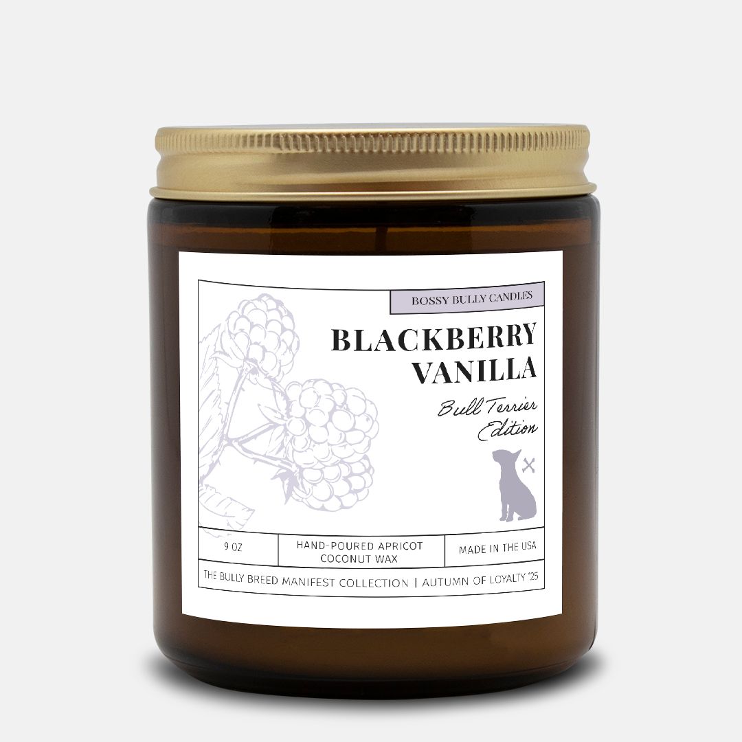 Blackberry Vanilla Candle | Bull Terrier Edition | Amber Jar 9oz