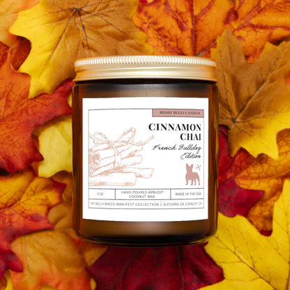 Cinnamon Chai Candle | French Bulldog Edition | Amber Jar 9oz