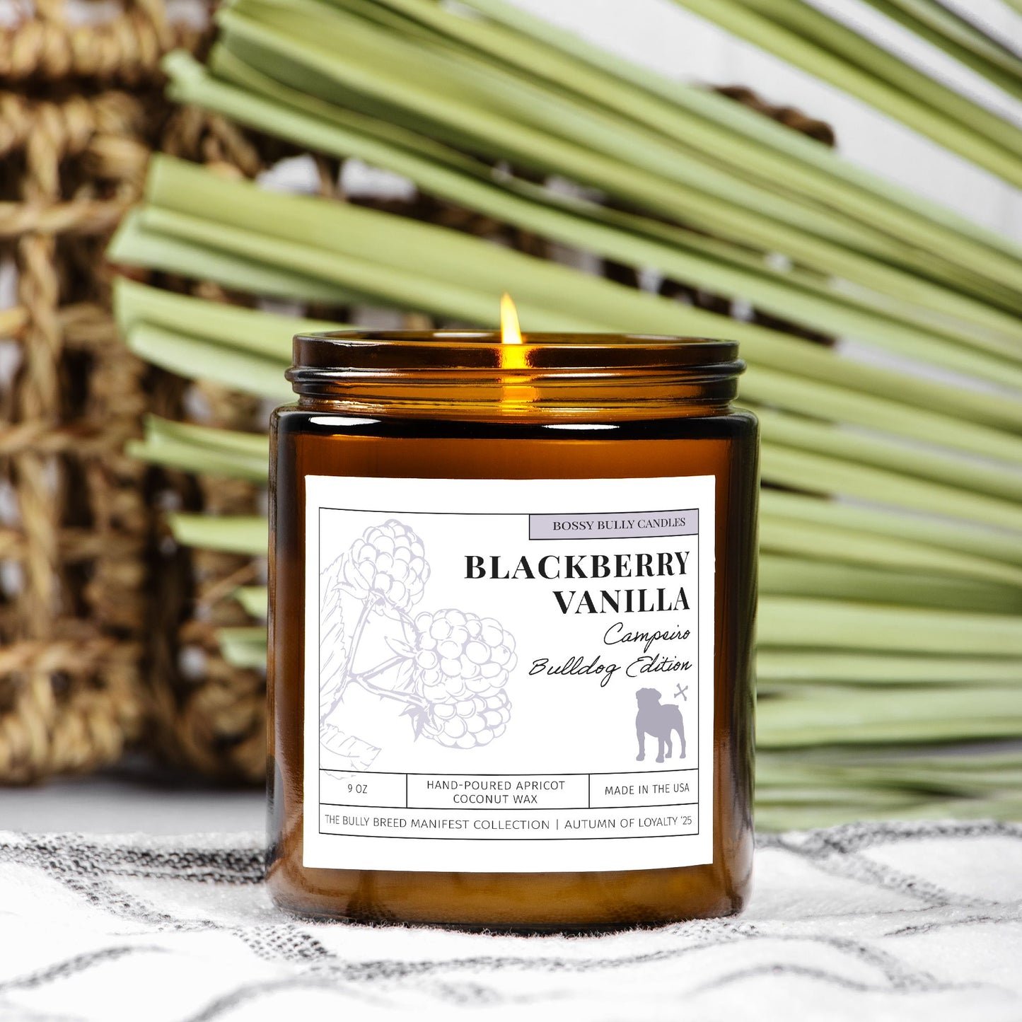 Blackberry Vanilla Candle | Campeiro Bulldog Edition | Amber Jar 9oz