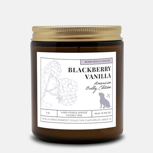 Blackberry Vanilla Candle | American Bully Edition | Amber Jar 9oz
