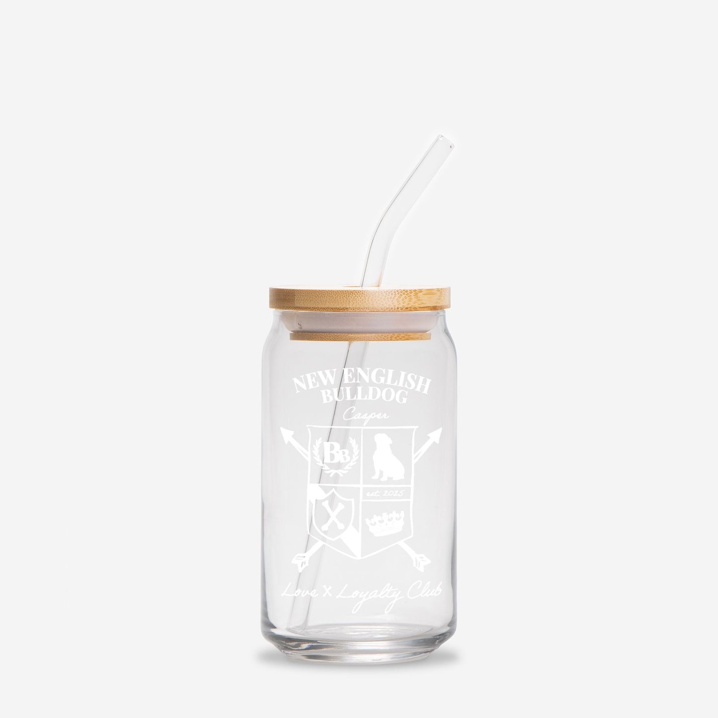 New English Bulldog Heritage Crest Glass Can – 16oz