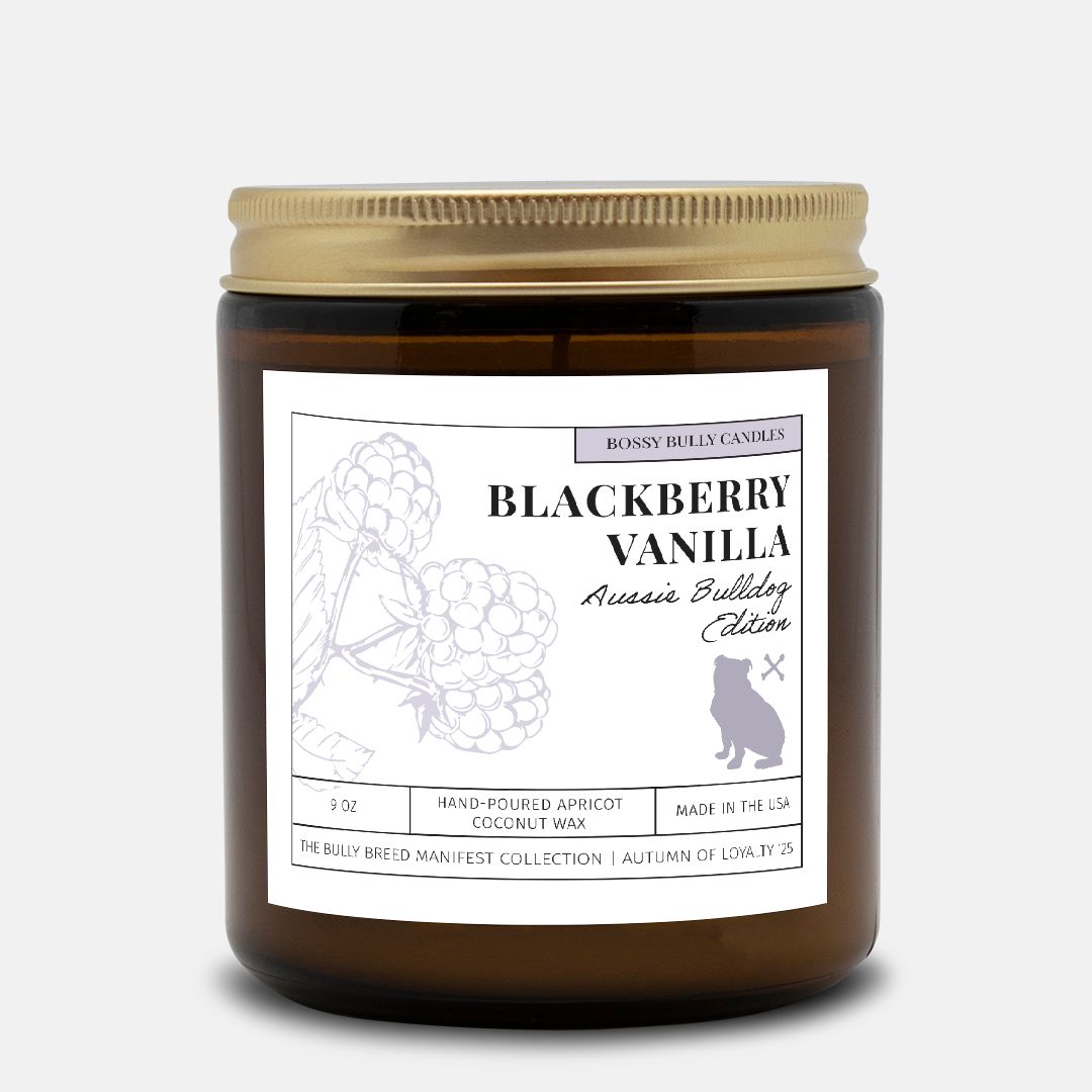 Blackberry Vanilla Candle | Australian Bulldog Edition | Amber Jar 9oz