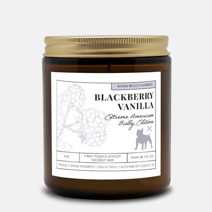 Blackberry Vanilla Candle | Extreme American Bully Edition | Amber Jar 9oz
