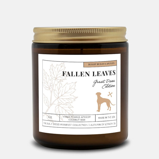 Fallen Leaves Candle | Great Dane Edition | Amber Jar 9oz