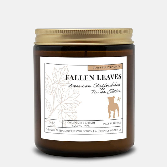 Fallen Leaves Candle | American Staffordshire Terrier Edition | Amber Jar 9oz