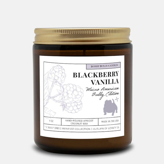 Blackberry Vanilla Candle | Micro American Bully Edition | Amber Jar 9oz