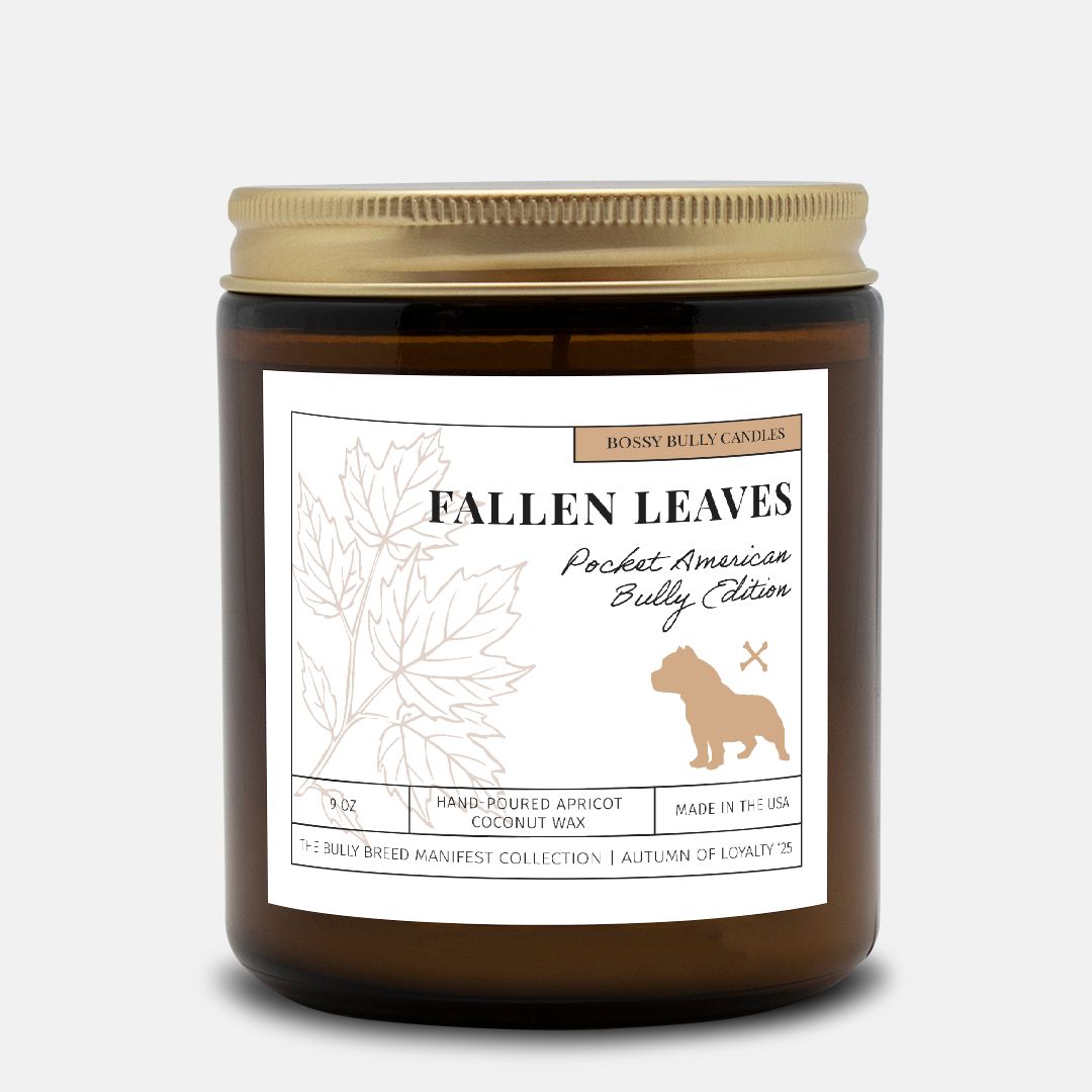 Fallen Leaves Candle | Pocket American Bully Edition | Amber Jar 9oz