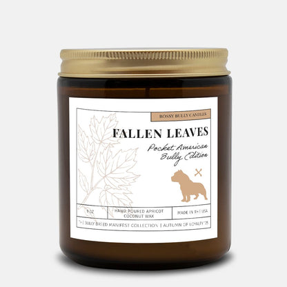 Fallen Leaves Candle | Pocket American Bully Edition | Amber Jar 9oz